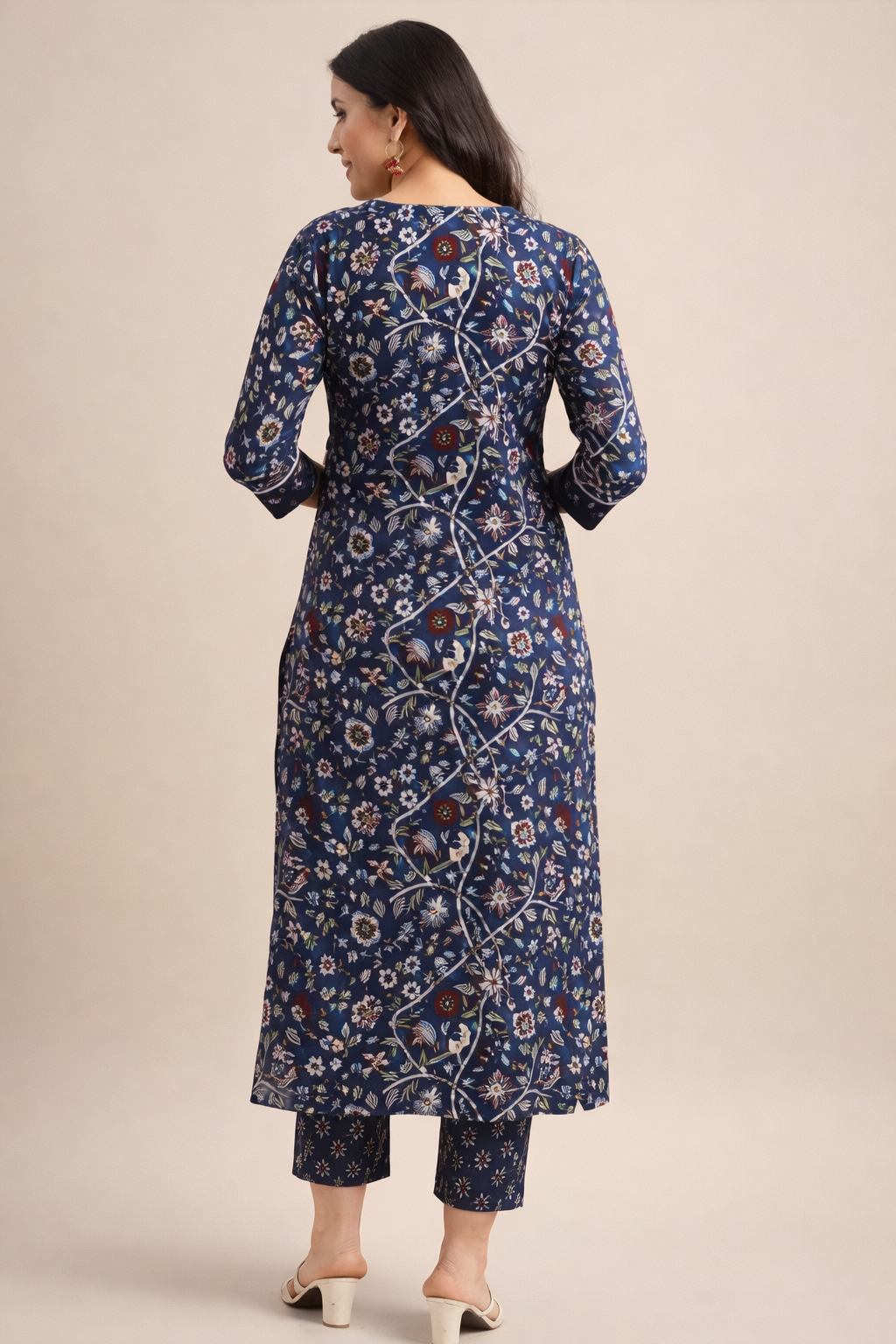 Floral Nova Women Multicolor Floral Cotton Slub Kurti Pant Set | A-Line Printed Daily Wear Ethnic Kurta Set