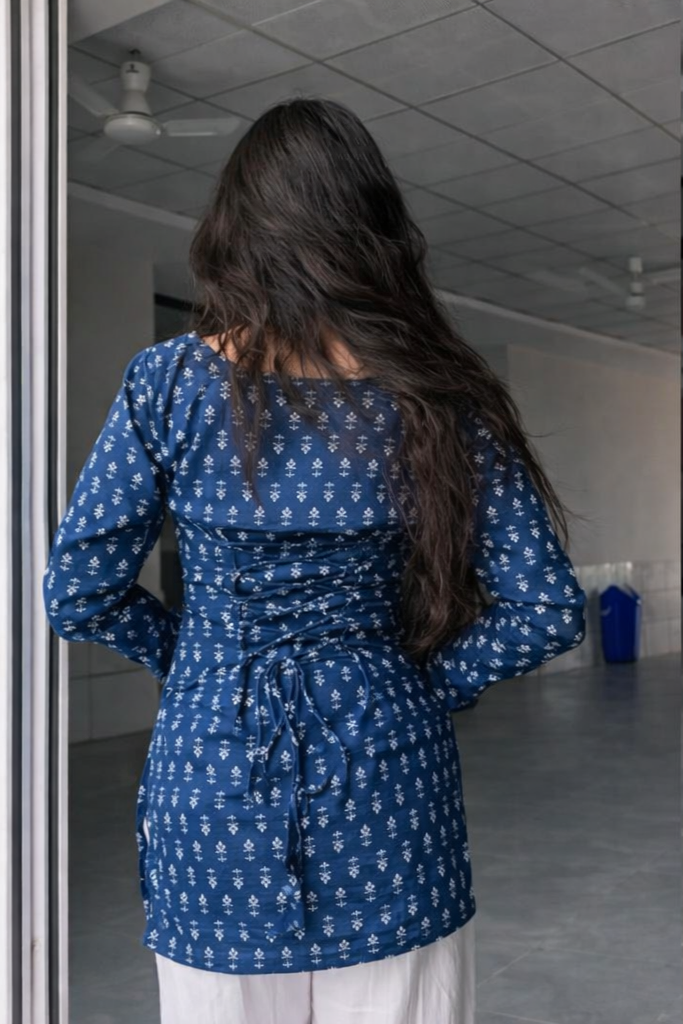 Blue Cotton Blend Floral Short Kurti for Women | Daily Wear Stylish Kurti | Floral Nova