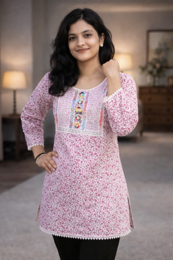 Floral Print Cotton Short Kurti for Women – Stylish Daily Wear | Floral Nova